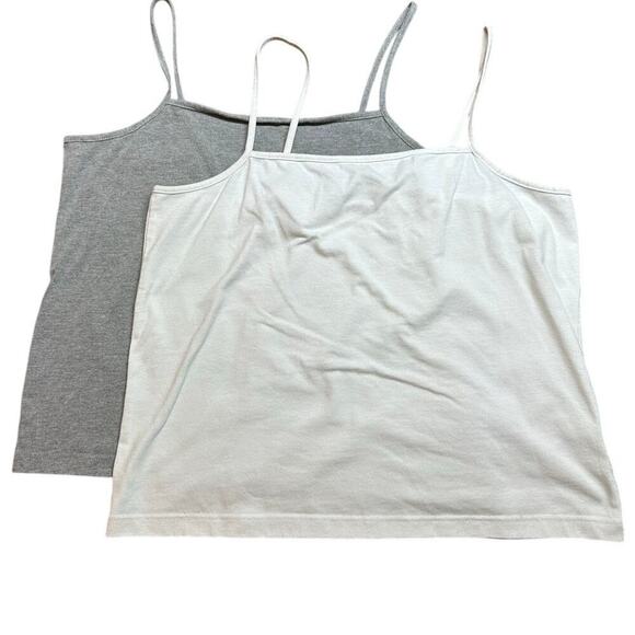 Wild Fabel Lot of 2 Square Neck Crop Spaghetti Strap Tops Gray & White Size XXL - Picture 1 of 5